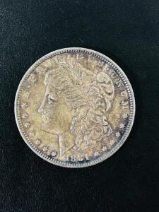 1881 Morgan Silver Dollar, 90% Silver, US Coin, George T. Morgan Design, Circulated