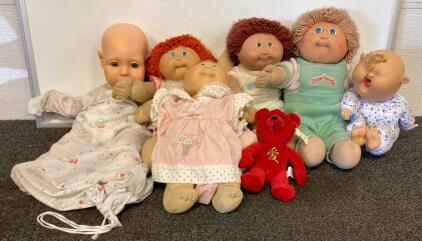 4 Vintage Cabbage Patch Kids Dolls W/Xavier Roberts Signatures, Ty Beanie Baby, 2 Baby Dolls