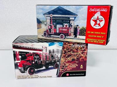 Texaco Ertl Collectibles 1918 Mack AC Flatbed 1:32 & 1919 GMC Tanker 1:28 Die-Cast Trucks/Bank