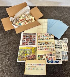 Worldwide Stamp Collection Bulk Lot, 1000+ U.S. & Foreign, U.S. Sheets & Album Pages
