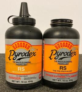 Hodgdon Pyrodex RS Muzzleloading Propellant, 16 oz. Bottles, FFG Equivalent, Made In USA, Partially Filled Bottles