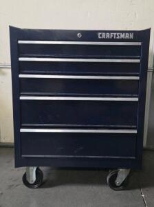 Craftsman 5-Drawer Rolling Tool Chest, Steel, 26"x18"x34", Blue, Locking Drawers, Side Handle