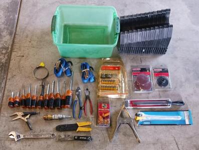 Large Mixed Tool Lot with Craftsman, Camco Leveling Blocks, Pit Bull Set, and Storage Tote and Much More
