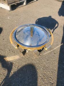 Round Stainless Chafing Dish with Gold Stand & Glass Lid, Approx. 6 Qt Capacity