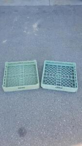 Two Commercial Dishwasher Utility Racks 20"x20"x4" Polypropylene, Open Grid, Stackable