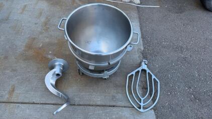 60 Qt Stainless Steel Mixer Bowl with Dough Hook, Flat Beater & Dolly &ndash; Fits Hobart H600/HL600
