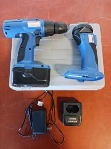 Drill Master 18V Cordless Drill & Flashlight Kit, 3/8&rdquo; Keyless Chuck, Charger, Bits, Case