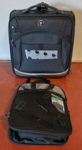 SWISSGEAR Wheeled Carry-On Suitcase Black, 21"x14"x8", Telescoping Handle, 2-Wheel + 20" Duffel