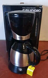 Grundig KM 5040U Automatic Drip Coffee Maker, 6 Cup, Thermal Carafe, 900W, Black/Silver
