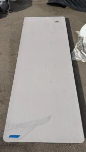 6 ft Rectangular Plastic Folding Banquet Table with Steel Frame, Light Gray, Damaged Top
