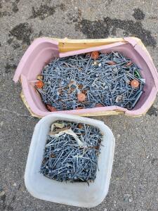 Galvanized Roofing Nails Lot ~15 lbs &ndash; 1.75" Length, Mixed Types, With Washers and Bins