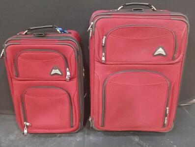 Traveler's Choice 2-Piece Softside Luggage Set, Burgundy, Telescoping Handle, 2-Wheel Rolling Suitcases