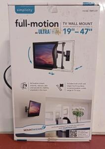 Simplicity Full-Motion TV Wall Mount 19&ndash;47" Max 60 lbs, VESA Compatible, UL Listed
