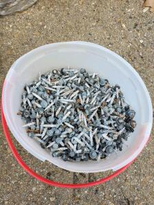 Hex Head Self-Tapping Roofing Screws, 1" Length, #14 (1/4") Dia, Galvanized, ~300ct, Bulk Bucket