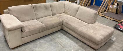 L-Shape Beige Sectional Sofa with Right Chaise, Seating for 5-6