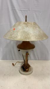Mid-century Modern Atomic Table Lamp &mdash; 1950s Style, Fiberglass Shade, Marble Base, 25" Tall