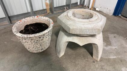Concrete Outdoor Planters - Exposed Aggregate & Pedestal, ~22&ndash;24" Wide, Heavy Duty Yard Pots