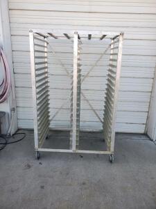 Double-Sided Aluminum Sheet Pan Rack, 40 Slots, Mobile, Fits Full-Size (18"x26") Sheet Pans