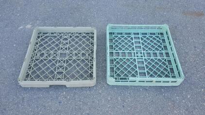 Two Commercial Dishwasher Utility Racks 20"x20"x4" Polypropylene, Open Grid, Stackable