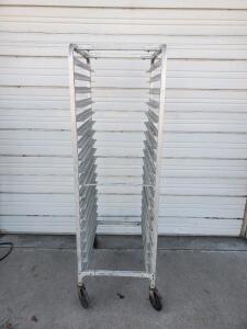 Commercial Aluminum 20-Slot Sheet Pan Rack, 18"x26" Pan Capacity, 70" High, 5" Casters