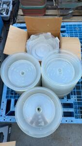 Clear Polycarbonate 10" Round Commercial Tray Covers, Vent Hole, Stackable, Approx. 50 Pieces