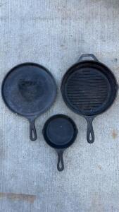 Lodge Cast Iron Skillet & Griddle Set &ndash; 10.25", 10.5" Grill, 6.5" Skillet, Made in USA