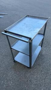 Lakeside 411 Stainless Steel 3-Shelf Utility Cart 30"x16"x33.5", 300 lb Capacity, Handle, Casters