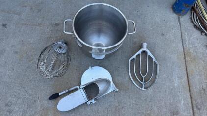 Hobart 60 Qt Stainless Steel Mixer Bowl + Whip, Paddle, Bowl Guard Attachments