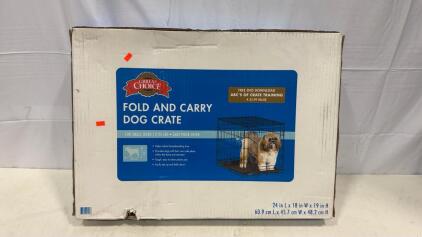 Great Choice Fold and Carry Dog Crate, Metal Wire, 24"x18"x19", Small Dogs 12-25 lbs, Black
