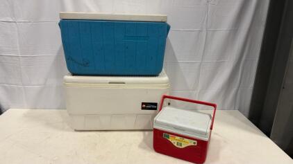 Coleman 5QT, Blue 38QT, Igloo Marine 48QT Coolers &ndash; Portable Insulated Ice Chests, Set of 3