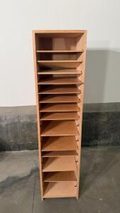 10-Shelf Wooden Paper/Document Storage Cabinet, Natural Finish, 48"x16"x14", Removable Shelves