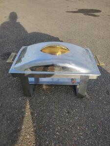 Rectangular Stainless Steel Chafing Dish, 8 qt, Gold-Tone Handles, Buffet Catering Server