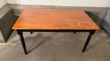 Rectangular Dining Table, Solid Wood Top, Black Turned Legs, 60"x36", Seats 6