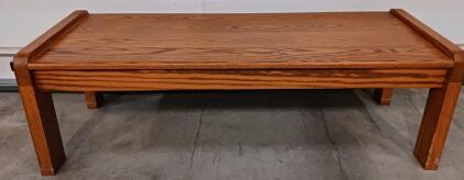 Rectangular Oak Coffee Table, Modern Minimalist, 48"x18"x16", Medium Oak Finish, Sturdy Legs