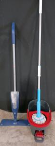 Bona Spray Mop & Spin Mop with Bucket, Microfiber Heads, 52" Handle, 2.5 Gal Capacity
