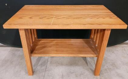Mission Style Oak Coffee Table with Lower Shelf &ndash; 40"x22"x20", Arts & Crafts Design