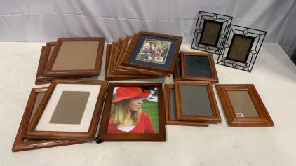 Lot of 15 Mixed Photo Frames, Wood & Metal, 8x10 5x7 4x6, Glass Fronts, Classic & Decorative Styles