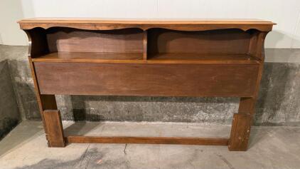 Wooden Full/Queen Headboard with Bookcase Storage, Medium Brown, 61"x39"x9", Sturdy Build