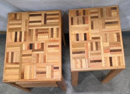 (2) Butchers Block Top End Tables 21x16x19 and 24x18x19