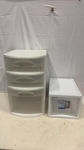Sterilite Modular Drawer & 3-Drawer Storage Organizer Set, Plastic, Stackable, White/Clear