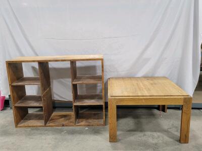 Wooden Bookshelf 42"x14"x31.5" & Coffee Table 30"x30"x18"