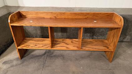 Oak Plywood Bookshelf with Rounded Sides, 2 Shelves, 3 Compartments, Approx. 60" Wide