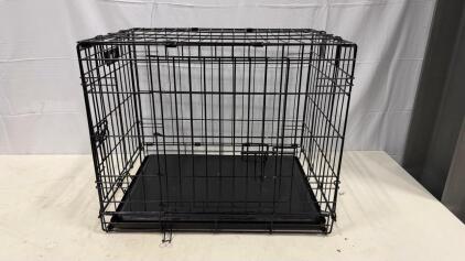 Top Paw Folding Double Door Dog Crate, Small, 24"x18"x19", Black, Removable Tray, Up to 25 lbs