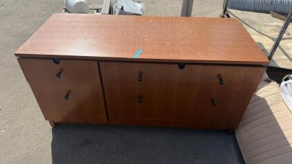 72&rdquo; Wood Office Credenza with 6 Drawers, Adjustable Dividers, Medium Brown, Lockable, Functional
