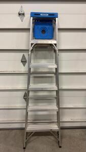 Werner 6 ft Aluminum Platform Step Ladder, 250 lb Type I Duty, Blue Utility Tray, 6 Steps