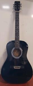 J. Reynolds JR14BK-A 3/4-Size Black Acoustic Guitar with Oscar Schmidt Soft Gig Bag, 6-String
