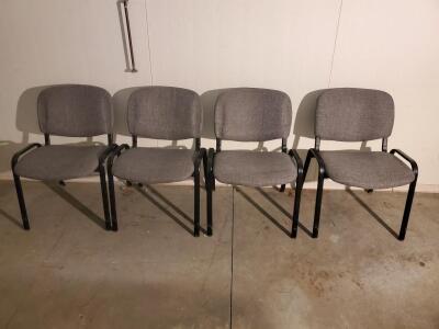 Set of 4 Gray Fabric Guest Chairs with Black Metal Frame and Armrests &ndash; Office or Waiting Room