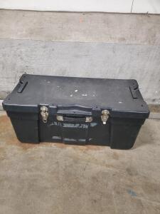 Large Black Plastic Tool Box with Metal Latches & Handle, 32"x13"x12" Storage