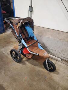 BOB Revolution Jogging Stroller Brown/Blue, 16" Wheels, Underseat Basket, 5-Point Harness