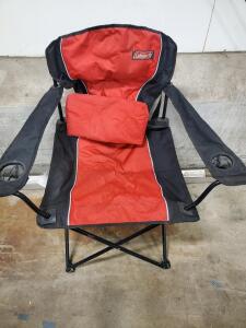 Coleman Folding Camping Chair, Red & Black, Steel Frame, 250 lb Capacity, Dual Cup Holders